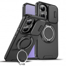 Бампер Camshield с магнитным кольцом для Xiaomi Poco F7 5G с кольцом-держателем Черный