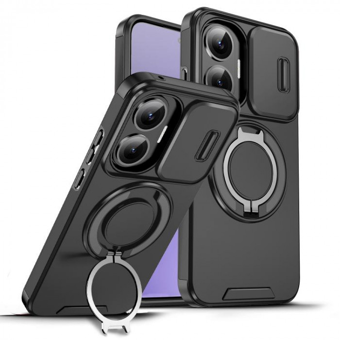 Бампер Camshield з магнітним кільцем для Xiaomi Poco F7 5G з кільцем-тримачем Чорний