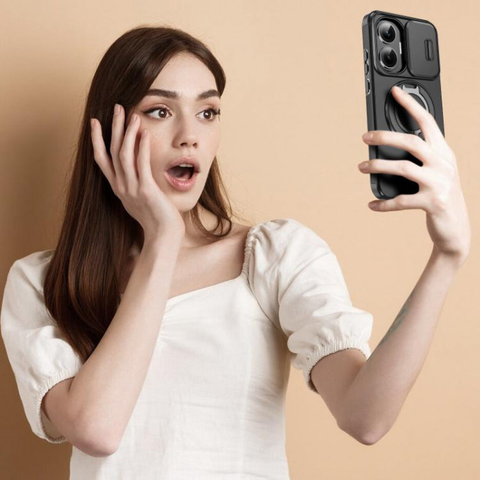 Бампер Camshield з магнітним кільцем для Xiaomi Poco F7 5G з кільцем-тримачем Чорний
