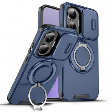 Бампер Camshield с магнитным кольцом для Xiaomi Poco F7 5G с кольцом-держателем Синий