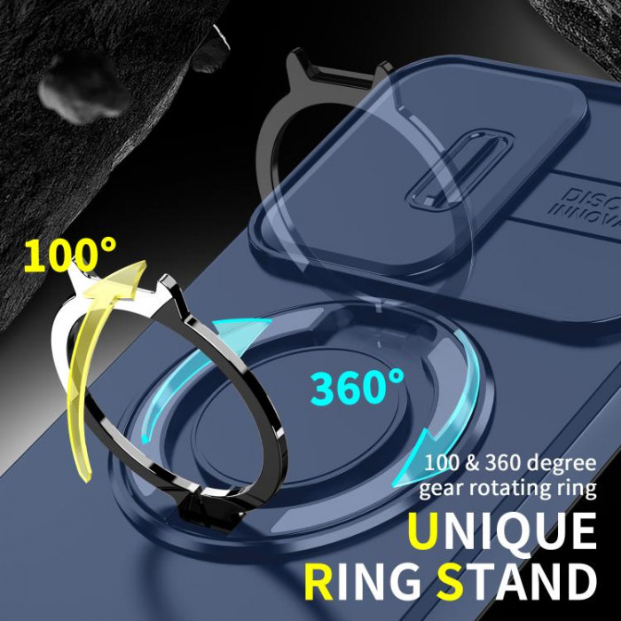 Бампер Camshield с магнитным кольцом для Xiaomi Poco F7 5G с кольцом-держателем Синий