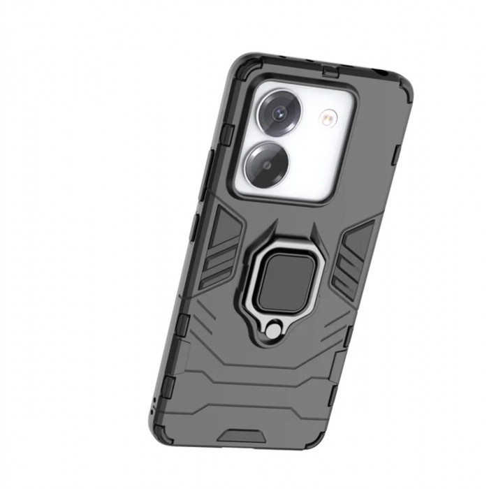 Защитный бампер IronMan для Xiaomi Poco M7 Pro 5G с кольцом-держателем Чёрный