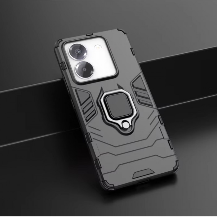 Защитный бампер IronMan для Xiaomi Poco M7 Pro 5G с кольцом-держателем Чёрный