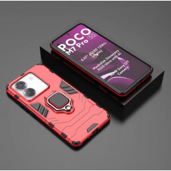 Защитный бампер IronMan для Xiaomi Poco M7 Pro 5G с кольцом-держателем Красный