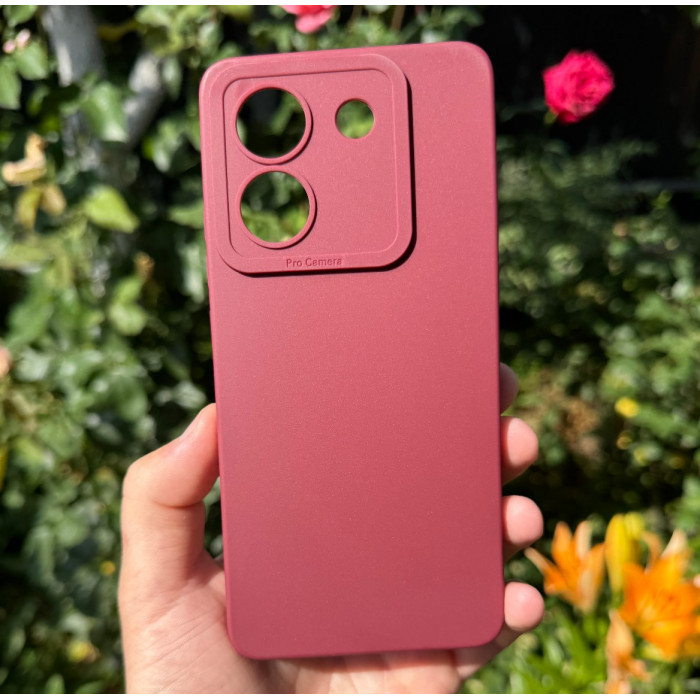 Силиконовый чехол Pro Camera для Xiaomi Poco M7 Pro 5G Бордовый