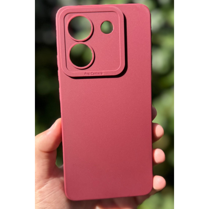 Силиконовый чехол Pro Camera для Xiaomi Poco M7 Pro 5G Бордовый