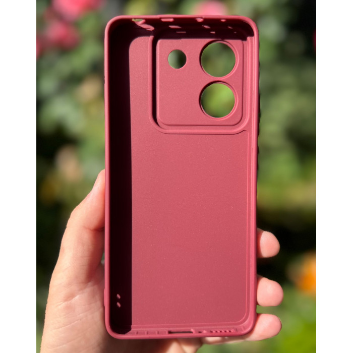 Силиконовый чехол Pro Camera для Xiaomi Poco M7 Pro 5G Бордовый
