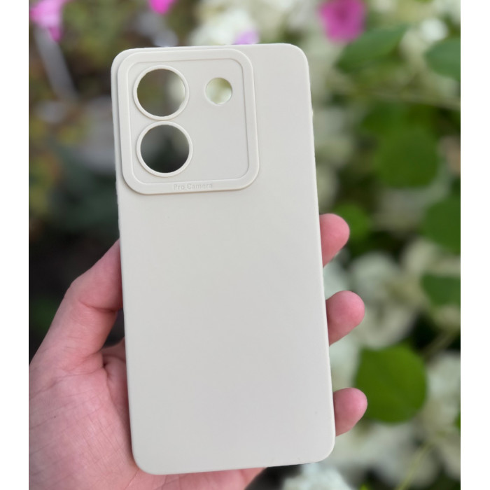 Силиконовый чехол Pro Camera для Xiaomi Poco M7 Pro 5G Молочный