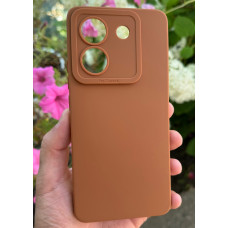 Силиконовый чехол Pro Camera для Xiaomi Poco M7 Pro 5G Коричневый