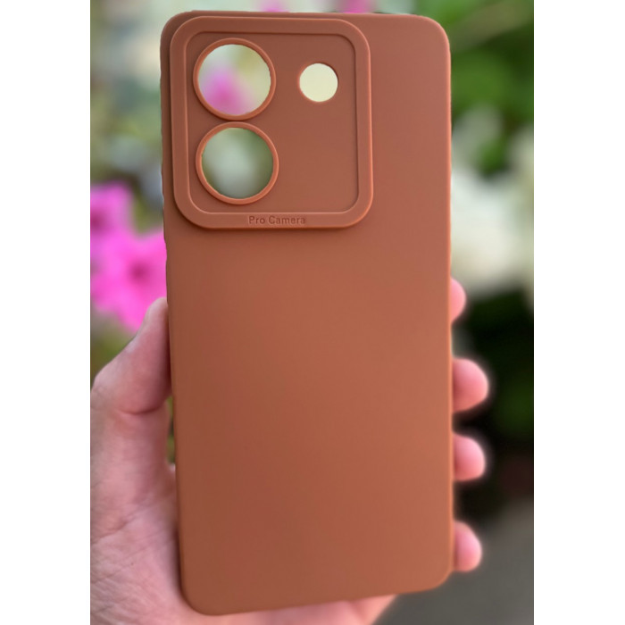 Силиконовый чехол Pro Camera для Xiaomi Poco M7 Pro 5G Коричневый
