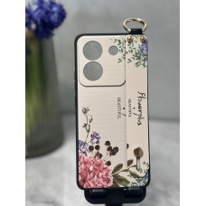 Силиконовый чехол для Xiaomi Poco M7 Pro 5G с ремешком-подставкой Flowerplus
