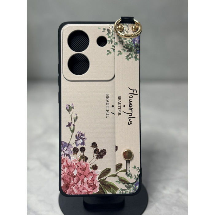 Силіконовий чохол для Xiaomi Poco M7 Pro 5G з ремінцем-підставкою Flowerplus