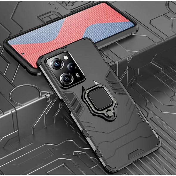 Защитный бампер IronMan для Xiaomi Poco X5 Pro 5G с кольцом-держателем Чёрный