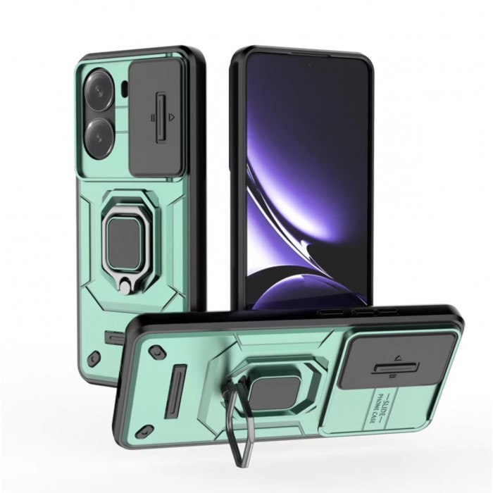 Противоударный чехол Camshield для Xiaomi Poco X7 Pro 5G с кольцом-держателем Зелёный