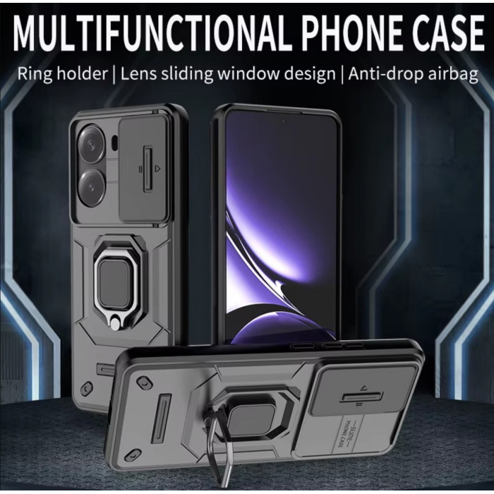 Протиударний чохол Camshield для Xiaomi Poco X7 Pro 5G з кільцем-тримачем Чорний