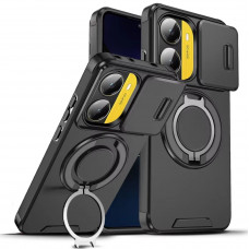 Бампер Camshield с магнитным кольцом для Xiaomi Poco X7 Pro 5G с кольцом-держателем Черный