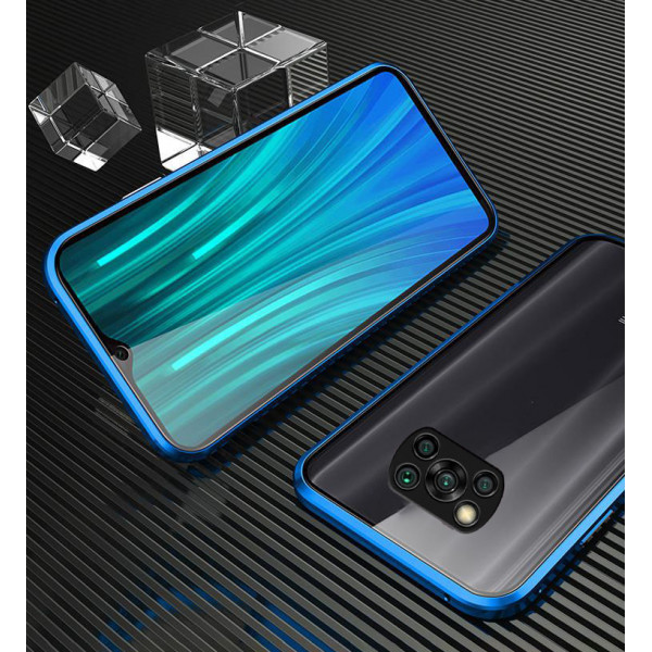 Двухсторонний магнитный чехол для Xiaomi Poco X3 NFC Синий