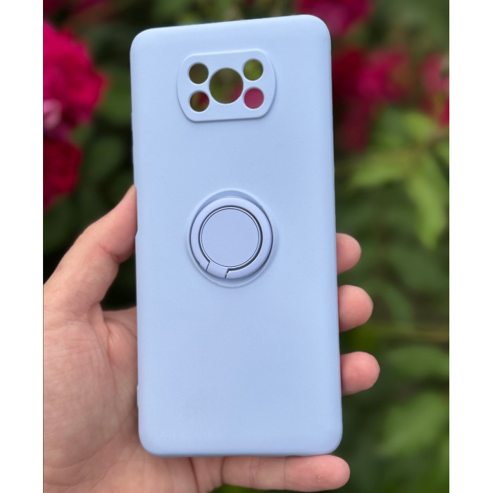 Силіконовий чохол Soft Touch з кільцем-тримачем для Xiaomi Poco X3 NFC/Pro Лавандовий