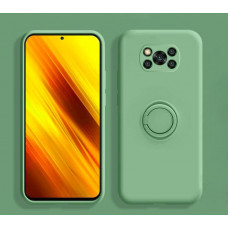 Силиконовый чехол Soft Touch с кольцом-держателем для Xiaomi Poco X3 NFC/Pro Зеленый