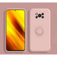 Силиконовый чехол Soft Touch с кольцом-держателем для Xiaomi Poco X3 NFC/Pro Розовый