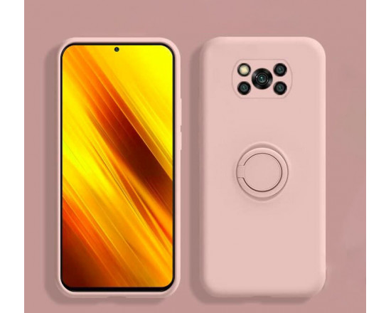 Силиконовый чехол Soft Touch с кольцом-держателем для Xiaomi Poco X3 NFC/Pro Розовый