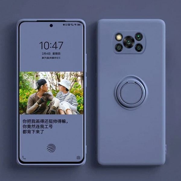 Силіконовий чохол Soft Touch з кільцем-тримачем для Xiaomi Poco X3 NFC/Pro Сіро-синій