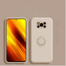 Силиконовый чехол Soft Touch с кольцом-держателем для Xiaomi Poco X3 NFC/Pro Бежевый