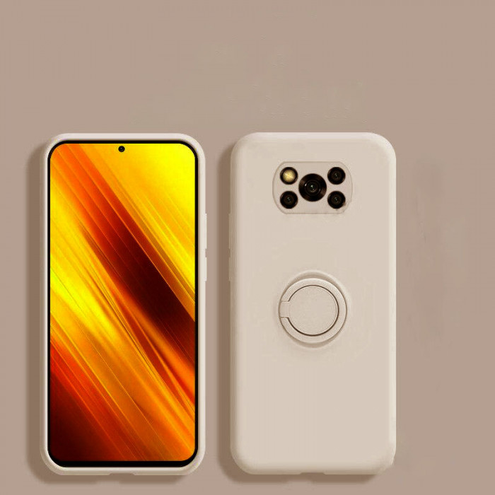 Силіконовий чохол Soft Touch з кільцем-тримачем для Xiaomi Poco X3 NFC/Pro Бежевий