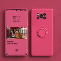 Силиконовый чехол Soft Touch с кольцом-держателем для Xiaomi Poco X3 NFC/Pro Малиновый