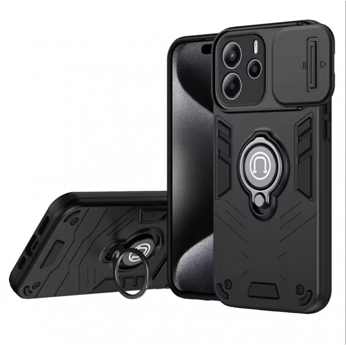 Протиударний чохол Camshield для Xiaomi Redmi Note 14 4G (24117RN76E) з кільцем-тримачем Чорний