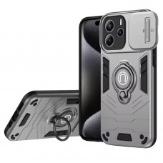 Чохол протиударний Camshield для Xiaomi Redmi Note 14 4G (24117RN76E) з кільцем-тримачем Сріблястий
