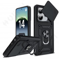 Ультратонкий противоударный чехол Camshield для Xiaomi Redmi Note 14 4G 24117RN76E с кольцом-держателем Черный