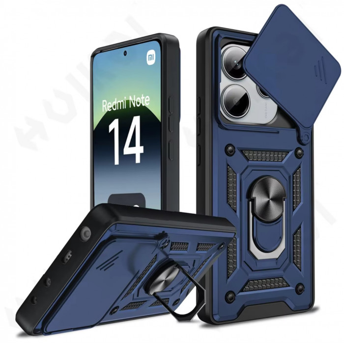 Ультратонкий протиударний чохол Camshield для Xiaomi Redmi Note 14 4G 24117RN76E з кільцем-тримачем Синій