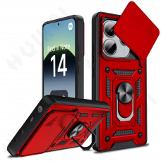 Ультратонкий противоударный чехол Camshield для Xiaomi Redmi Note 14 4G 24117RN76E с кольцом-держателем Красный