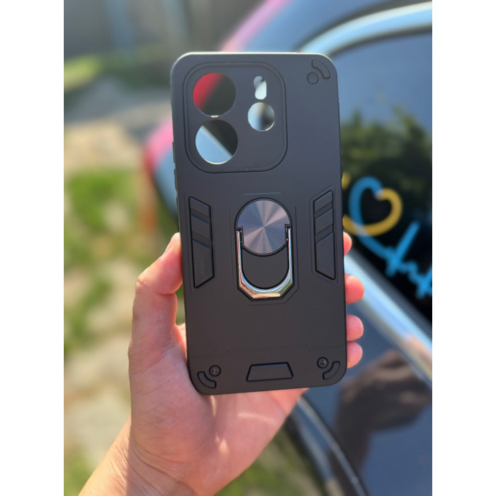 Ультратонкий протиударний чохол для Xiaomi Redmi Note 14 (24117RN76E) з кільцем-тримачем Чорний