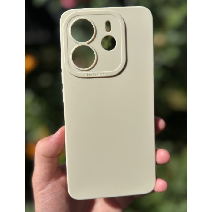 Силиконовый чехол Pro Camera для Xiaomi Redmi Note 14 4G (24117RN76E) Молочный