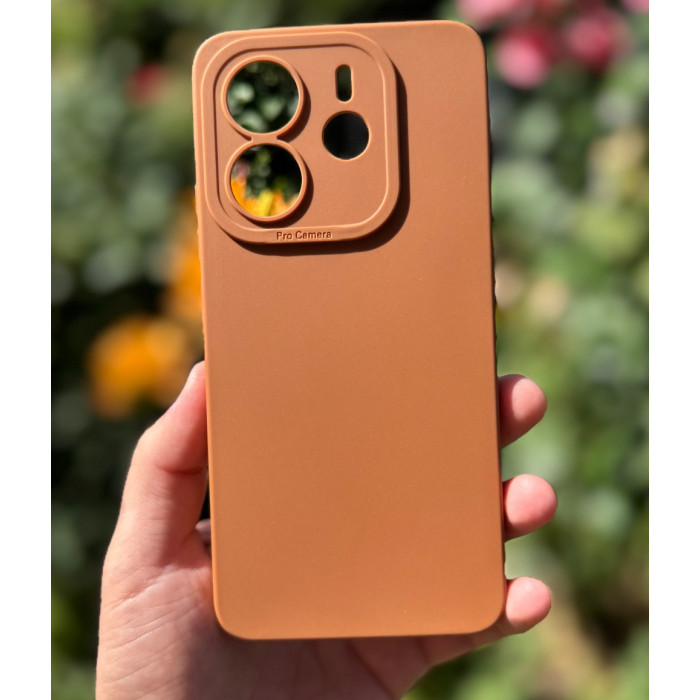 Силиконовый чехол Pro Camera для Xiaomi Redmi Note 14 4G (24117RN76E) Коричневый