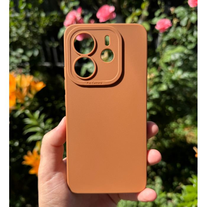 Силиконовый чехол Pro Camera для Xiaomi Redmi Note 14 4G (24117RN76E) Коричневый