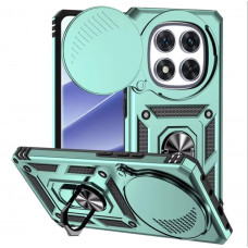 Ультратонкий противоударный чехол Camshield для Xiaomi Redmi Note 14 Pro 4G с кольцом-держателем Зелёный