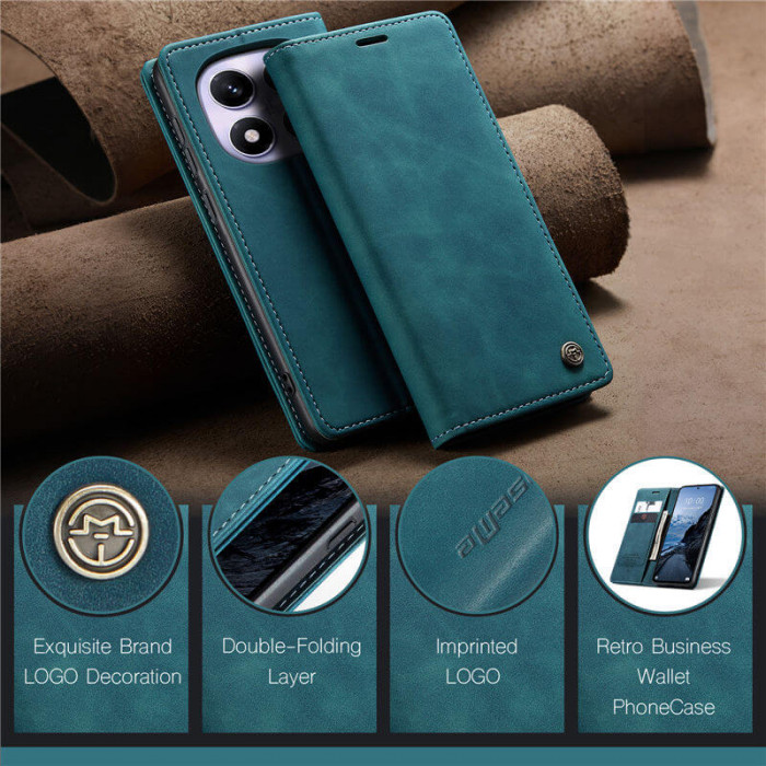 Чехол-книжка CaseMe из нубука для Xiaomi Redmi Note 14 Pro 4G Бирюзовый