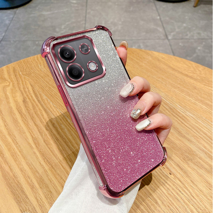 Чехол с блестками и защитой камеры для Xiaomi Redmi Note 14s Розовый