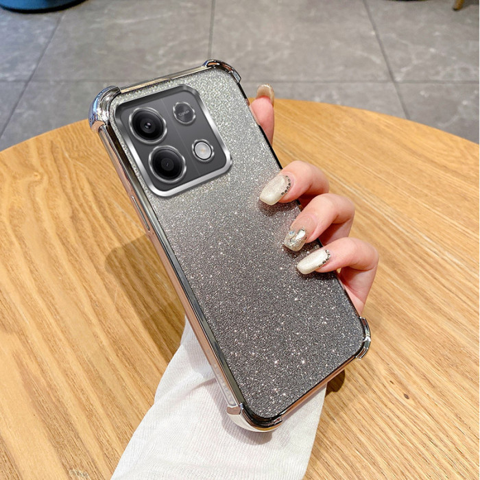 Чехол с блестками и защитой камеры для Xiaomi Redmi Note 14s Серебристый