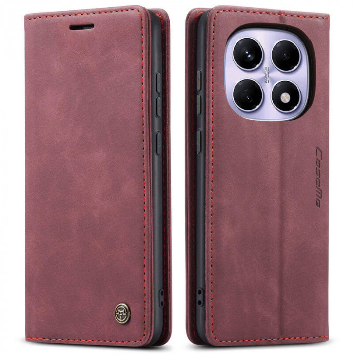 Чохол-книжка CaseMe із нубуку для Xiaomi Redmi Note 15 5G Бордовий