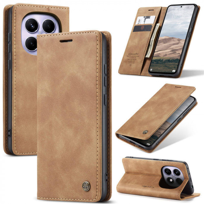 Чохол-книжка CaseMe із нубуку для Xiaomi Redmi Note 15 5G Світло-коричневий