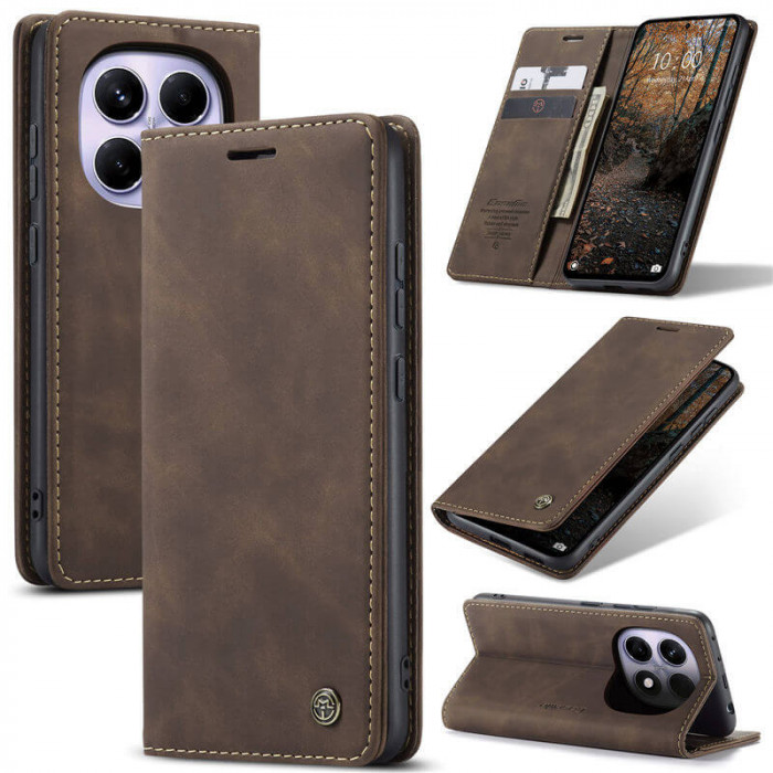 Чохол-книжка CaseMe із нубуку для Xiaomi Redmi Note 15 5G Темно-коричневий