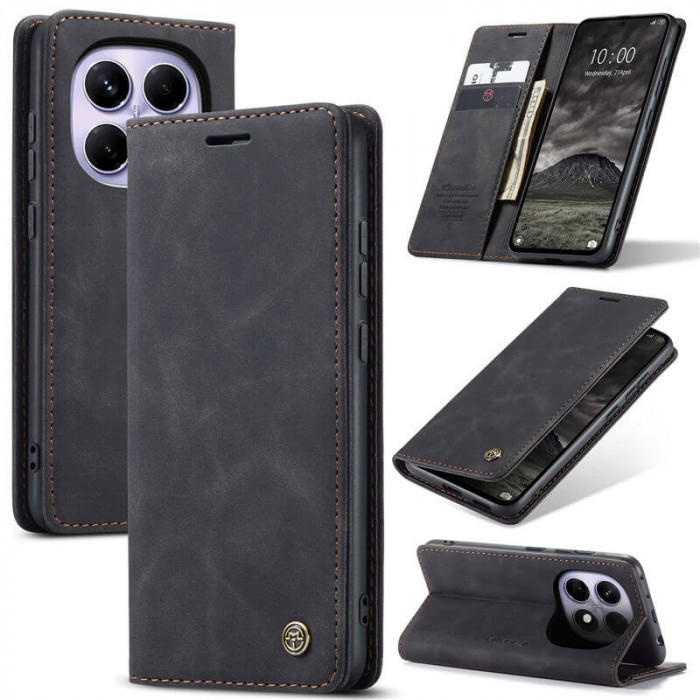 Чохол-книжка CaseMe із нубуку для Xiaomi Redmi Note 15 5G Чорний