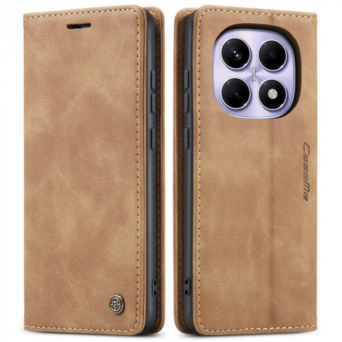 Чохол-книжка CaseMe із нубуку для Xiaomi Redmi Note 15 5G Світло-коричневий