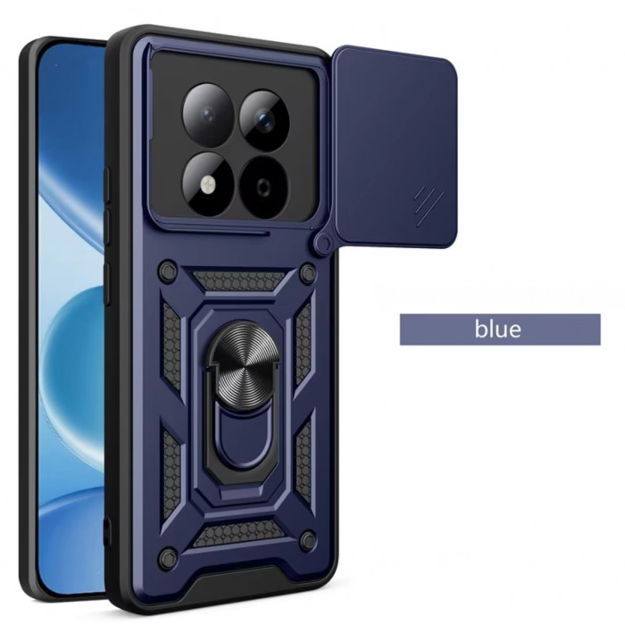 Ультратонкий противоударный чехол Camshield для Xiaomi Redmi Note 15 Pro+ 5G с кольцом-держателем Синий