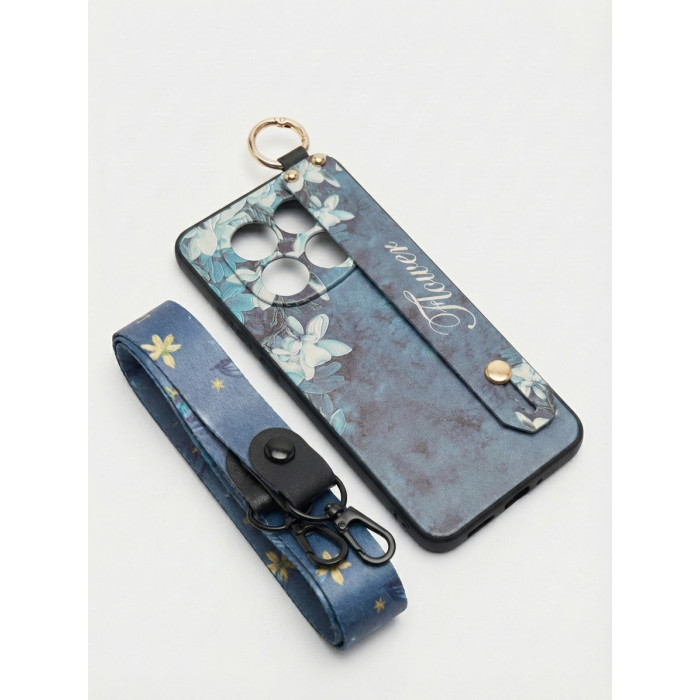 Силіконовий чохол для Xiaomi Redmi Note 14 Pro 5G з ремінцем-підставкою та на шию Біла магнолія