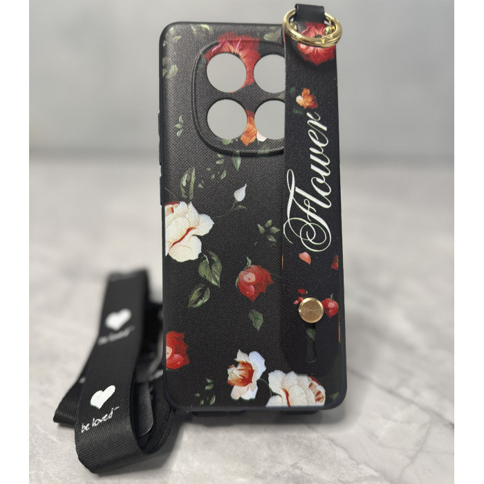 Силиконовый чехол для Xiaomi Redmi Note 15 Pro 4G с ремешком-подставкой и на шею Вечерние розы